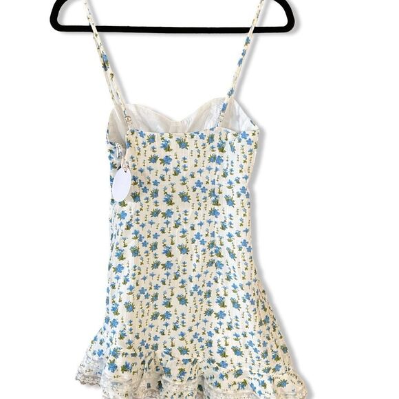 NWT More To Come Olivia Mini Dress in Blue Floral slip summer Revolve XXS - Picture 5 of 9